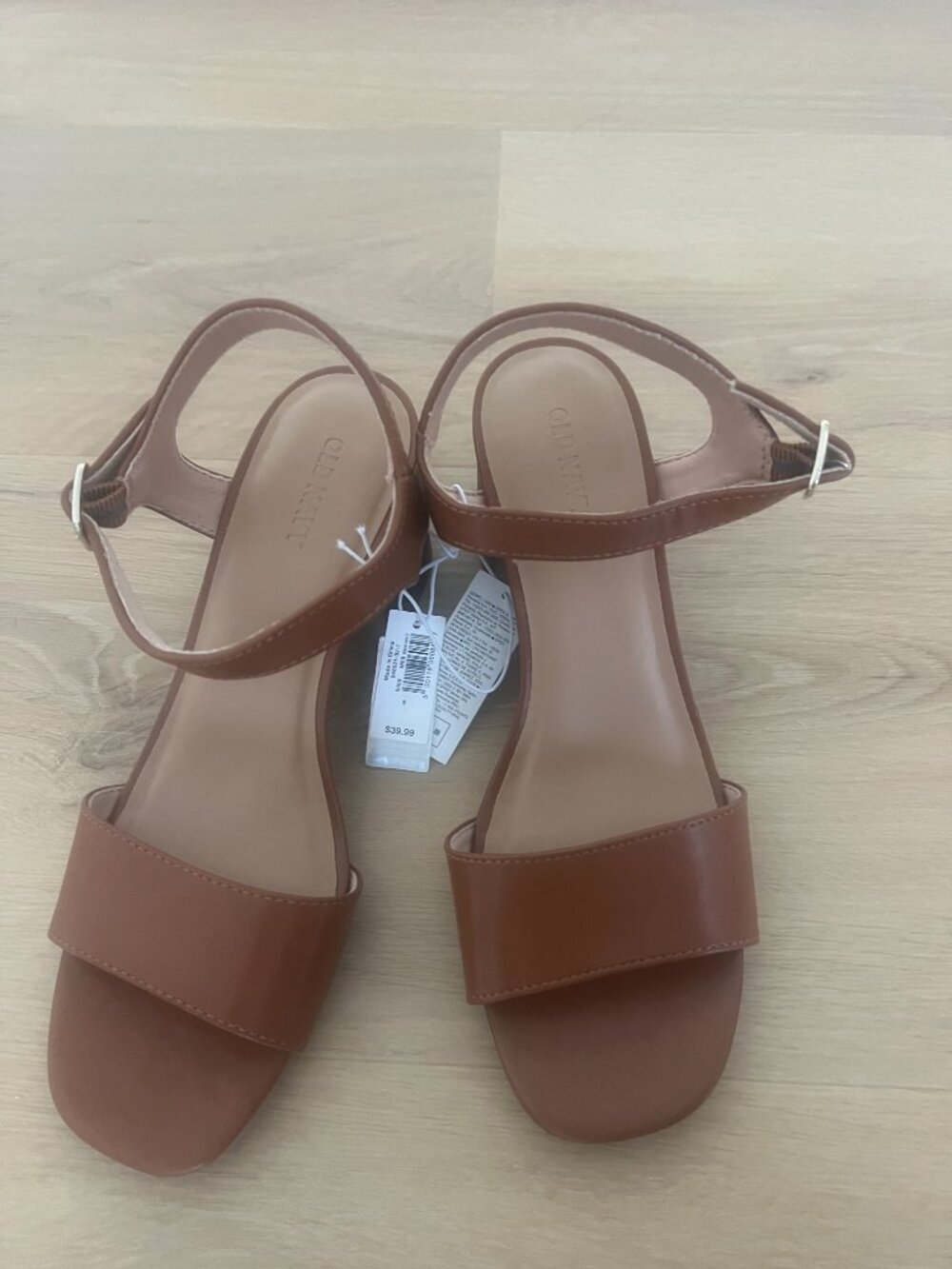 NWT Old Navy Women's Block Heel Sandals Ankle Strap Brown Size 8